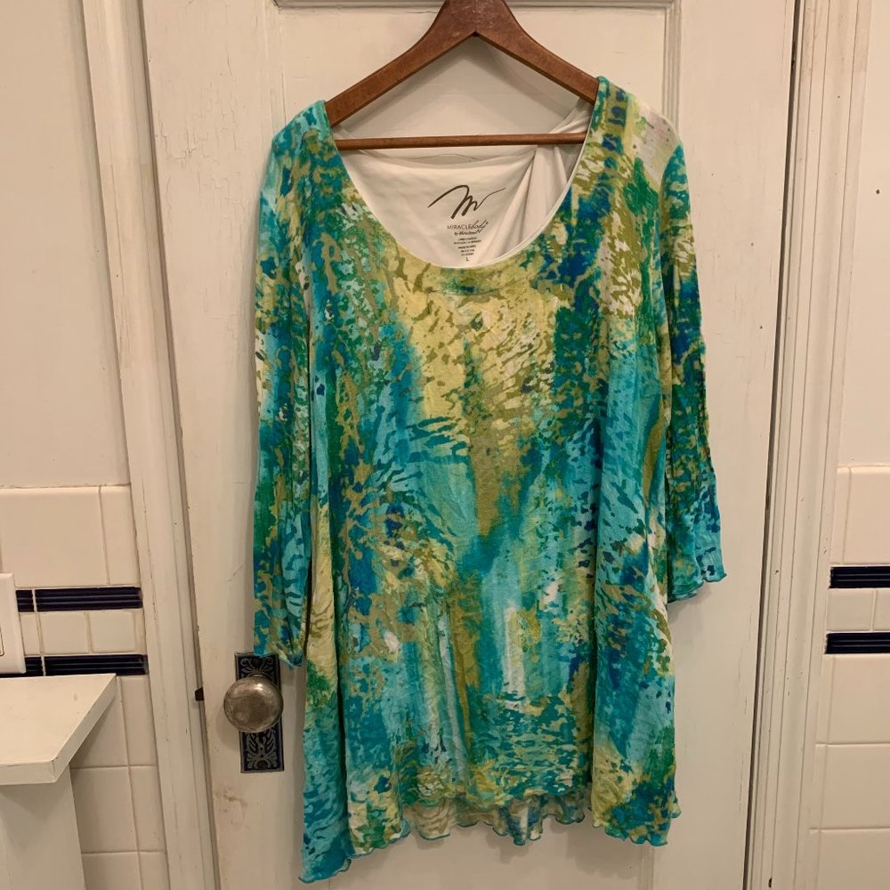Miracle Body Watercolor Print Tunic Shirt Large